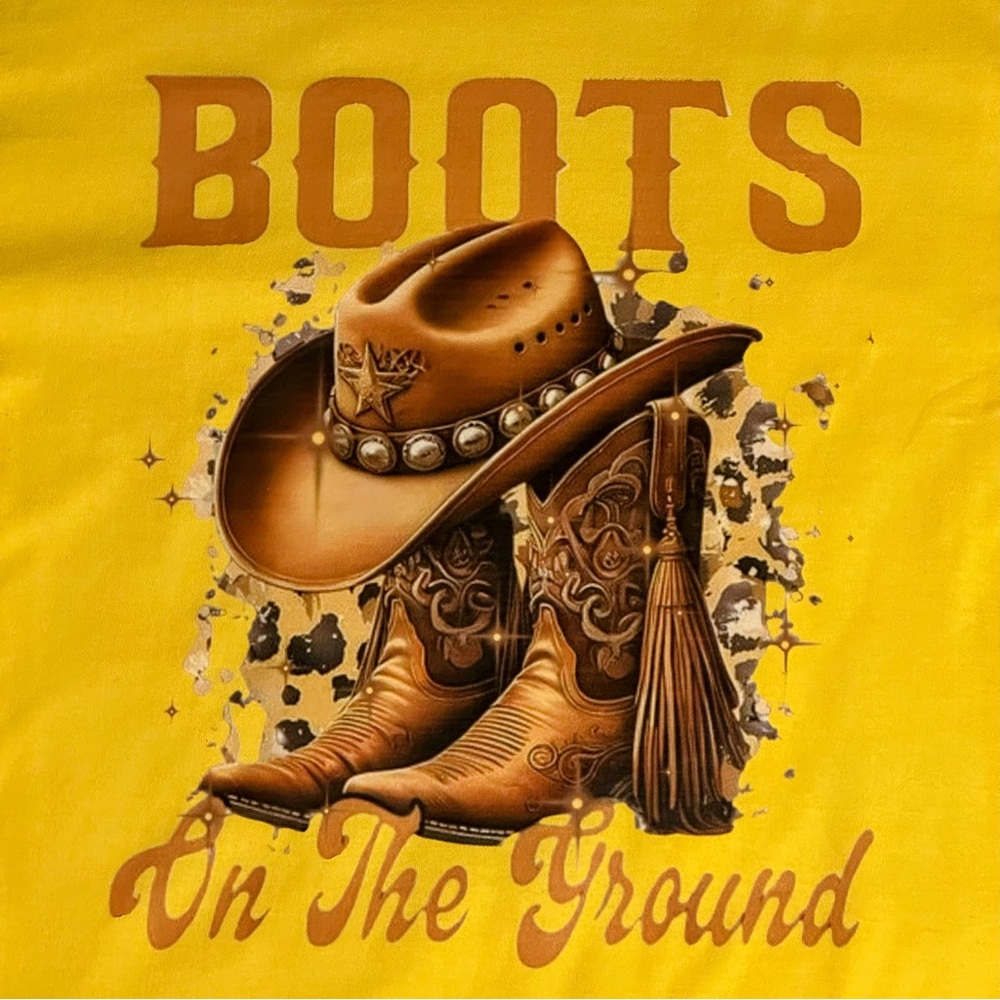 Women’s Yellow Boots On The Ground Graphic T-Shirt - Picture 2 of 6